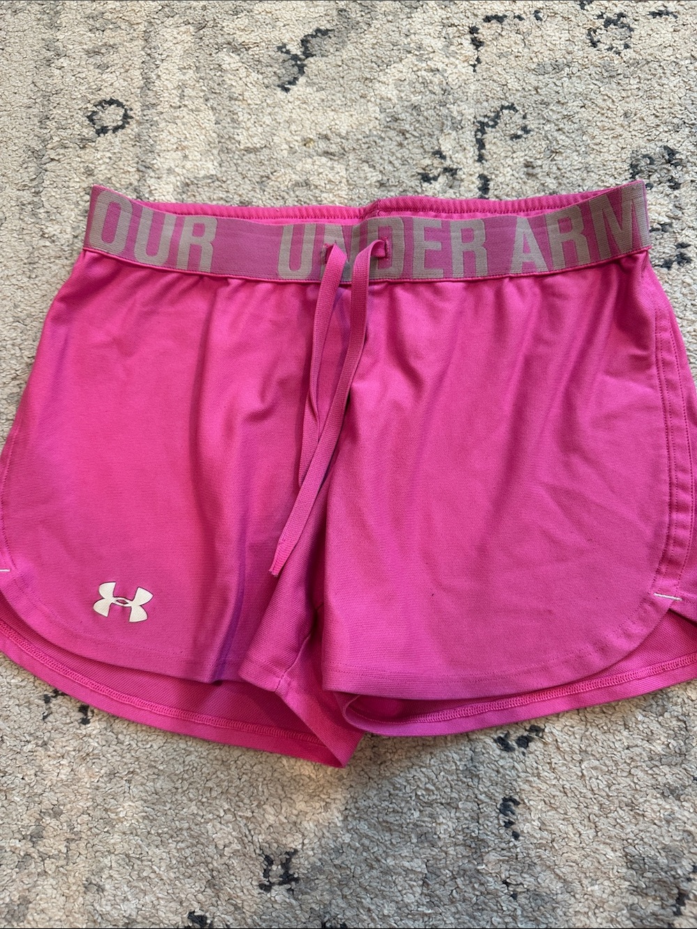 Under Armour Hot Pink Women's Athletic Shorts with Logo Waistband